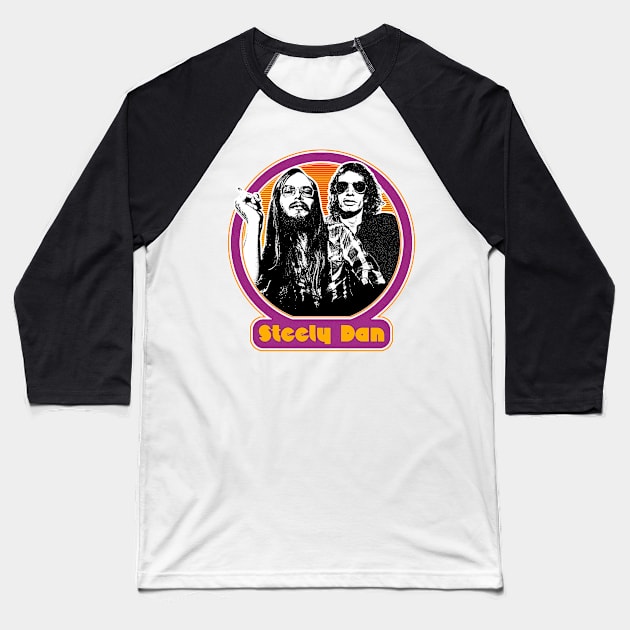 Steely Dan / Retro 1970s Style Fan Art Design Baseball T-Shirt by DankFutura